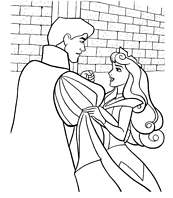 coloriage la belle au bois dansant avec son prince